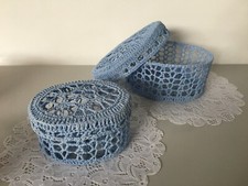 set 2 scatole ovali con coperchio uncinetto made in Italy 