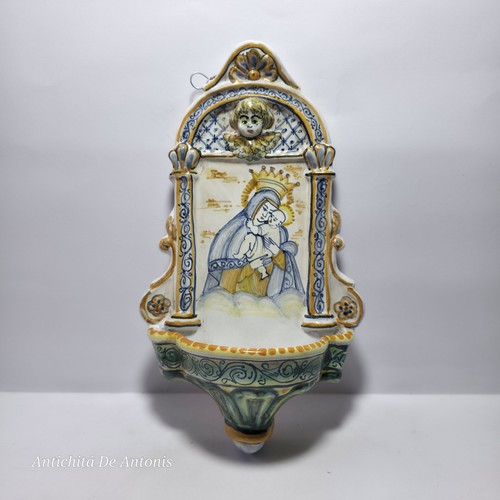 Acquasantiera maiolica - acquasantiera, in