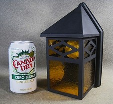 Portico Luce Arti e Mestieri Tudor Restaurato Ricablato Nuova Presa Vecchio Vetro Ambrato