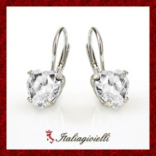 Orecchini Cuore Brillanti in Argento 925 Rodiato Oro Bianco