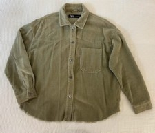 ZARA Giacca over giubbotto camicia velluto costine verde donna ragazza taglia S