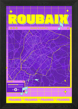 Roubaix francia mappa - francia, retro