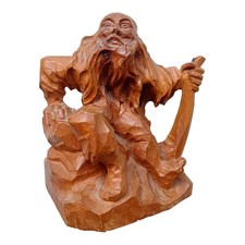 *HH* Statua Scultura In Legno Anziano Saggio Vecchio Montagna Statuina Statue