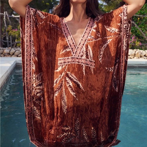 Zara printed kaftan brick - printed,