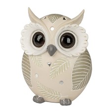 Statua Decorativa Niediche Gufo Crema Blätterdekor H.19cm Di Pietra FORMANO H25