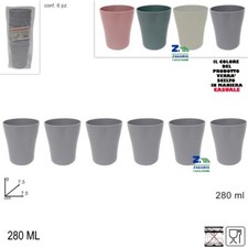 SET 6 PZ, BICCHIERE IN PLASTICA COLORATI 280 ML PER SCUOLA UFFICIO CASA CAMPEGGI