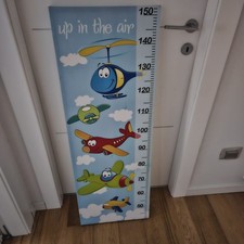 20×110 Cm Metro Misura Bambini Parete, Rimovibile, Tela Con Talio In Legno