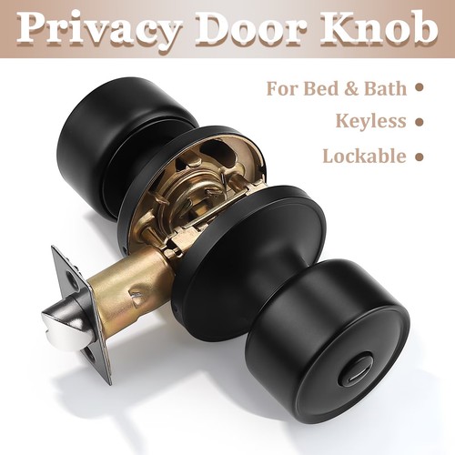 Black door knob set - door,