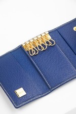 Portafoglio portachiavi Lanvin in pelle blu - con scatola originale