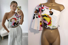 Crop top asimmetrico cotone