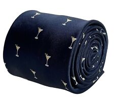 Frederick Thomas Blu Navy Men-S Cravatta Con Cocktail Martini Vetro Design Epoca