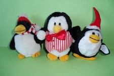 3 peluche vintage pinguini simpatici vestiti soft toys anni 90