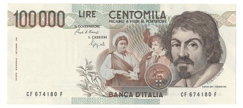 100000 lire caravaggio - lire,
