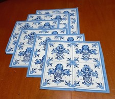 Tovagliette Tovaglioli fantasia bianco e blu cotone Vintage Serviettes Napkins