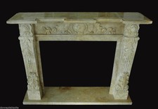Camino in Pietra Travertino Interior Classic Design Stone Fireplace Stile Impero