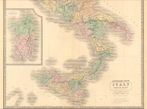 1845 mappa sud italia - 1845, di