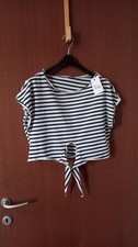 Maglia Crop Top Bianca E Blu