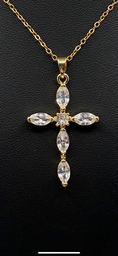 Collana croce argento strass - collana,
