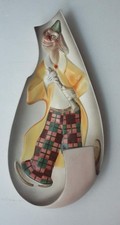 ARTISTICA LAMPADA DA PARETE-CERAMICA DA COLLEZIONE-CIA MANNA-PERCY-CLOWN-RARA