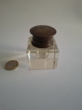 Antico Calamaio Vetro Ottone