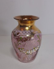 Vaso Vintage Vetro Murano Lavorazione Tre Fuochi con Oro cm 11 Pasta Vetro