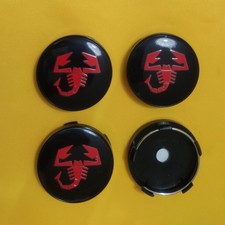 4 TAPPI COPRIMOZZO ABARTH 60 mm NERO-ROSSO