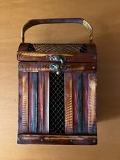 COFANETTO BAULETTO IN LEGNO E METALLO VINTAGE PORTA AROMI GIOIE ARREDO ELEGANTE