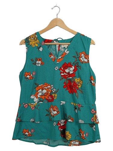 Cream top donna turchese fiori - top,