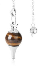 P05 Pendolo Pendolino Sfera in Pietra Naturale Occhio di Tigre per Radiestesia 