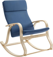 Sedia a Dondolo, Poltrona Oscillante, Copertura in Tessuto Di Cotone Sfoderabile