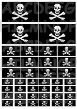 40 ADESIVI BANDIERA nera JOLLY ROGER FLAG PIRATI STICKERS VINILE AUTO IMPERMEABI