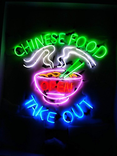 Insegna neon cibo - cibo, take