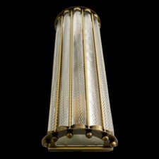 Applique da parete vintage Art Deco in ottone e vetro a coste