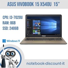 ASUS VivoBook 15 X540u Notebook  15" Cpu i5-7020u Ram 8gb SSD 240gb Win11 Pro