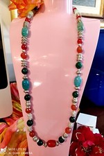 Collana Pietre Dure SemiPreziose inserti lega inalterabile lunga cm 81