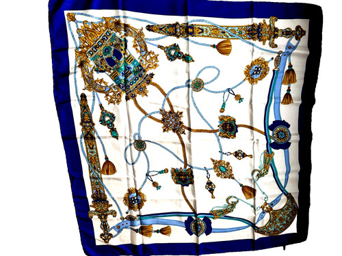 Foulard seta stemma blu - , bianco