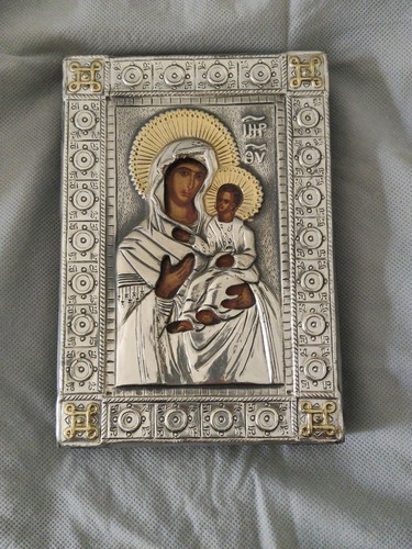 Icona argento madonna con - icona, in