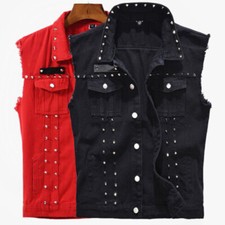 Gilet uomo punk borchie denim