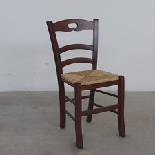 N.2 SEDIE IN LEGNO CON SEDUTA IN PAGLIA TINTA NOCE SCURO