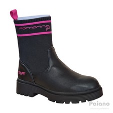 Fornarina 271 tronchetto elastico pelle nero logo fuxia