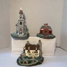 Villaggio di Natale serie dipinto a mano 3 chiesa mattoni casa enoteca senza luci