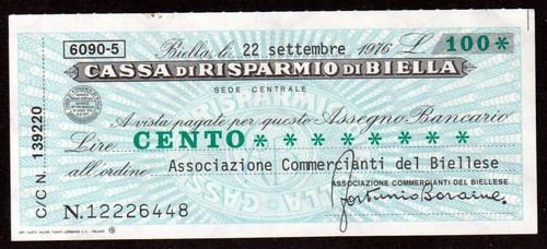 Miniassegni 1976 cassa - miniassegni, di