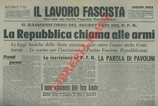 "La Repubblica chiama alle armi " Il lavoro fascista. Giornale del Partito Fas