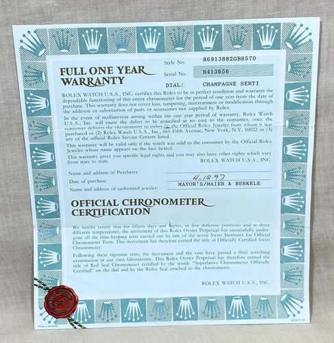 Rolex certificate datejust - rolex,