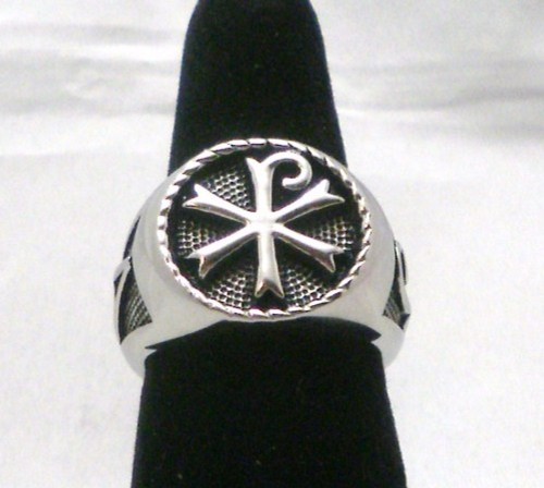 Anello chi rho monogramma - anello, di