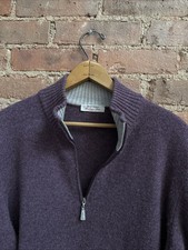 Maglione uomo Gran Sasso 1/4 zip, taglia 50, viola cashmere/lana Italia