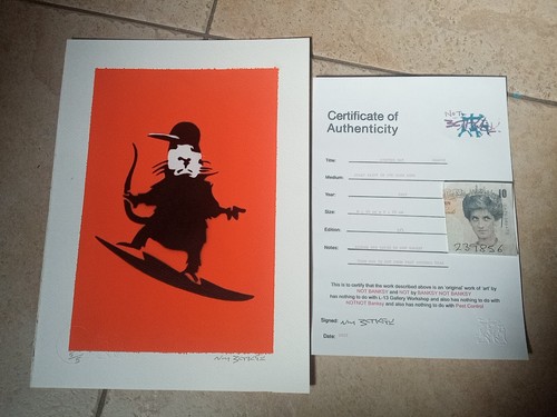 Not banksy surfing rat orange - surfing,