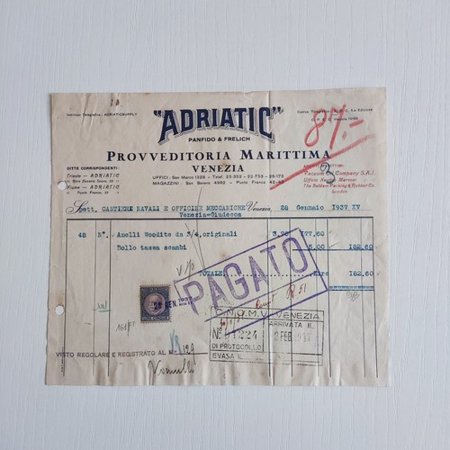 1937 adriatic panfido frelich - adriatic,