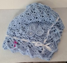 Copertina azzurra ,lana Oeko-tex, uncinetto, corredino, nascita,regalo benvenuto