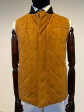 Gilet trapuntato Holland & Holland marrone capra pelle scamosciata prezzo consigliato £ 895 taglia S-M